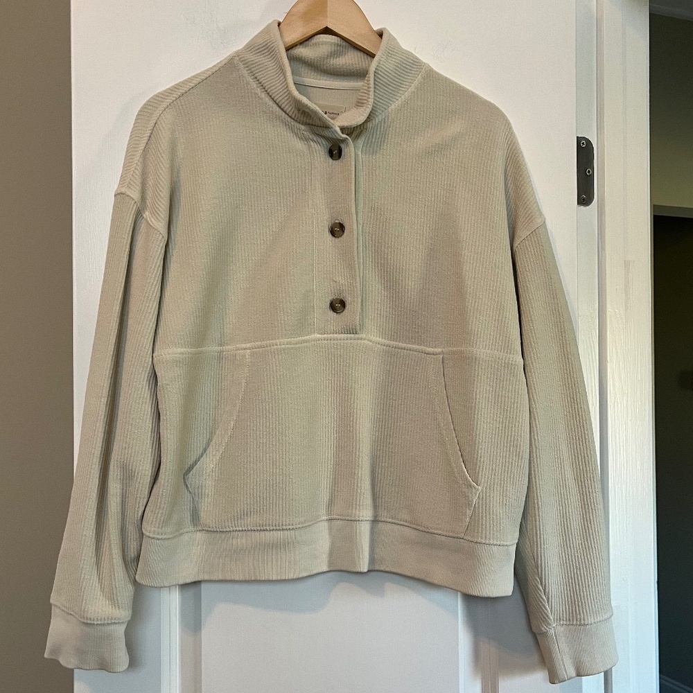 Thread & Supply Women’s Button-Up Pullover in Cream, Size Small